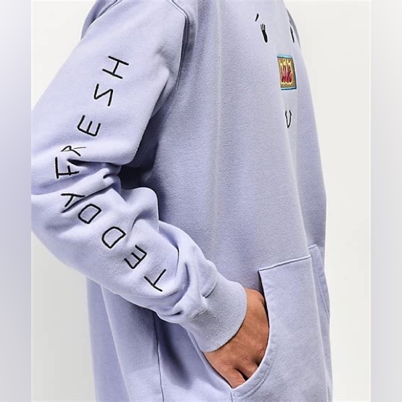 Teddy Fresh Love Face Purple Hoodie Sweatshirt Embroidered S - Picture 2 of 13